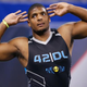 Former University of Missouri defensive lineman Michael Sam looks on during the 2014 NFL Combine at Lucas Oil Stadium Feb. 24, 2014, in Indianapolis.
Joe Robbins/Getty Images